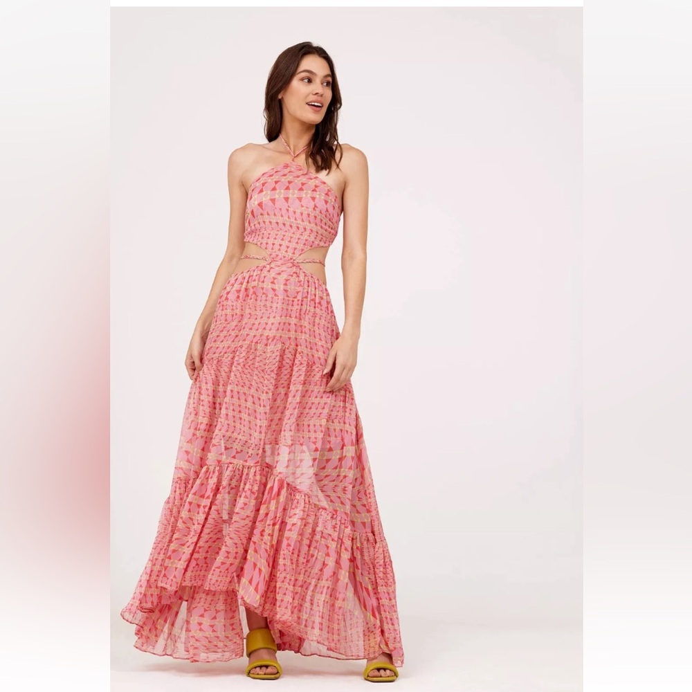 Misa Los Angeles La Women's Dailia Halter
Cutout Ruffle Chiffon Dress-NWT SMALL